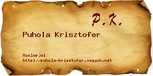 Puhola Krisztofer névjegykártya